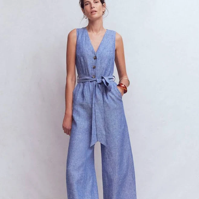 jumpsuit Boden Women's Laura V-Neck Linen Jumpsuit Boden $270