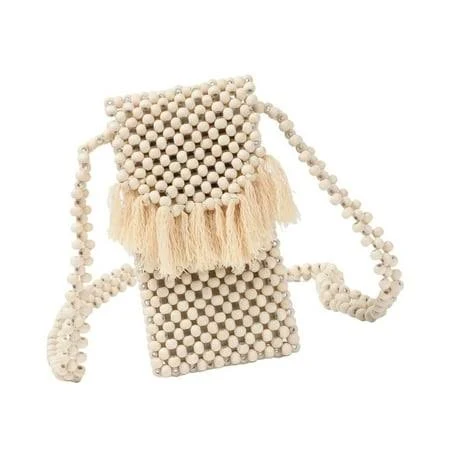 bag Bohemian Style Wooden Bead Shoulder Bag Crossbody Purse Phone Bags For Women, Women's, Size: Small, Beige Walmart - Delestrik $16.08
