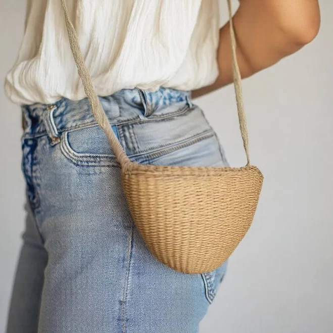 bag Boho Handmade Woven Straw Crossbody Bag Etsy - Seller $14.27