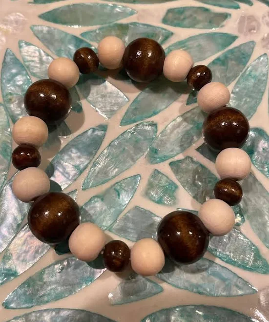 accessory Boho Natural Wood Bead Stretch Bangle Bracelet Etsy - Seller $5