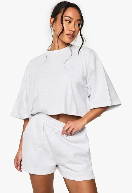 matching set Boohoo Women's Boxy Crop T-Shirt & Short Set boohoo USA $20