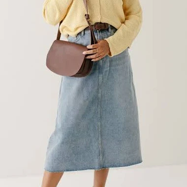 denim skirt 'Brooke' A-Line Denim Midi Skirt 14 / Vintage Wash The Main Street Exchange $49.99