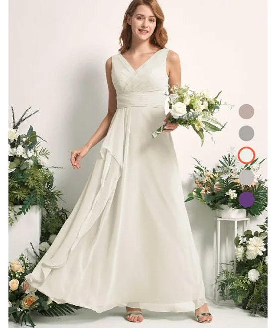 dress Carlyna A-Line V-Neck Floor-Length Chiffon Bridesmaid Dress Carlyna.com $129