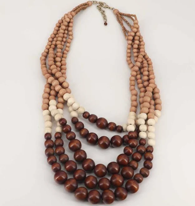 accessory Cascade Wood Necklace Cultural Elements $38