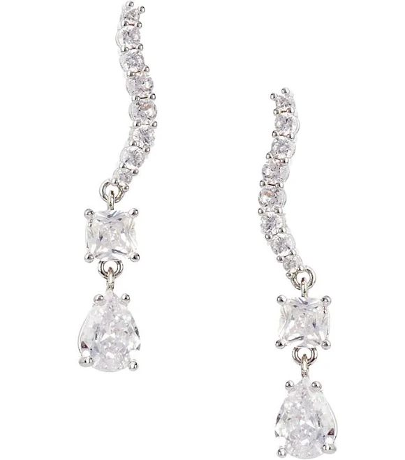 accessory Cezanne Women's Delicate Curved Metal Crystal Stone Drop Earrings Dillard's $28