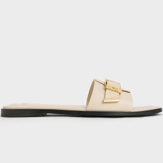 shoes Charles & Keith Whitney Leather Slide Sandals charleskeith.com $103