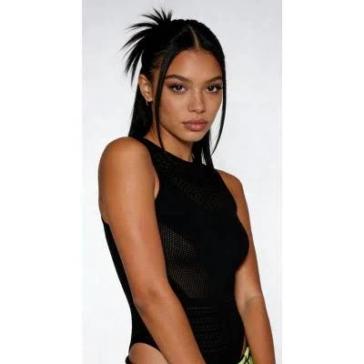 top Cherie Code Women's Seamless Sleeveless Breathable Stretch Knit Bodysuit Target $22.58