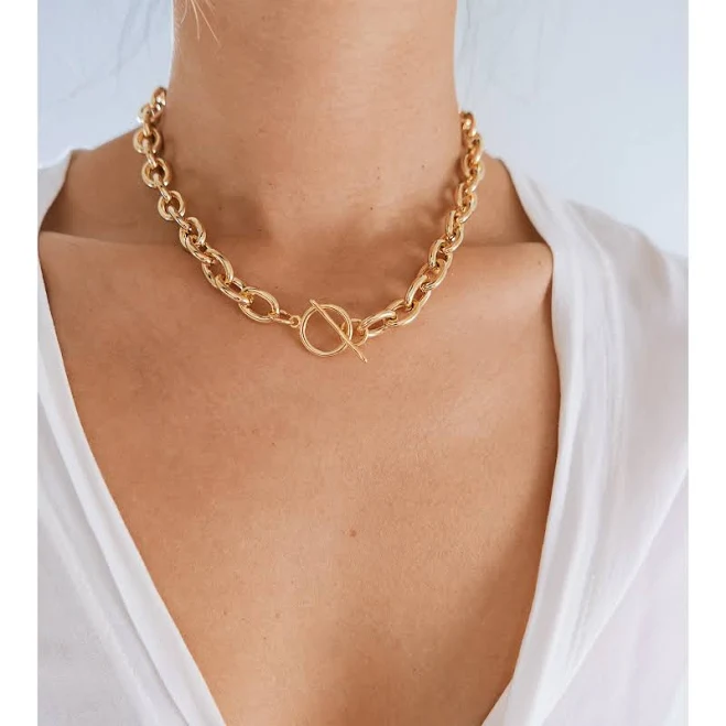 accessory Chunky Gold Link Chain Necklace Etsy - shopseewhy $35.1