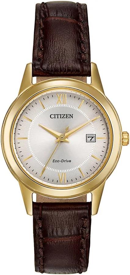 accessory Citizen Ladies' Corso Stainless Steel Watch with Brown Leather Strap Riddle's Jewelry $295