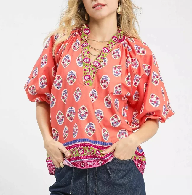 top Coral Cove Cotton Peasant Top Forever Dolled Up $76