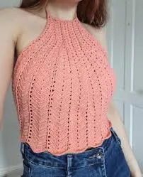 halter top Coral Crochet Halter Neck Tie Top Etsy $39.37