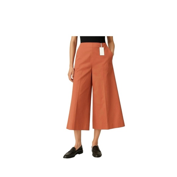 bottom COS Wide-Leg Cropped Culottes Pants Cotton Terracotta Rust Orange, Size US 4 Poshmark $68