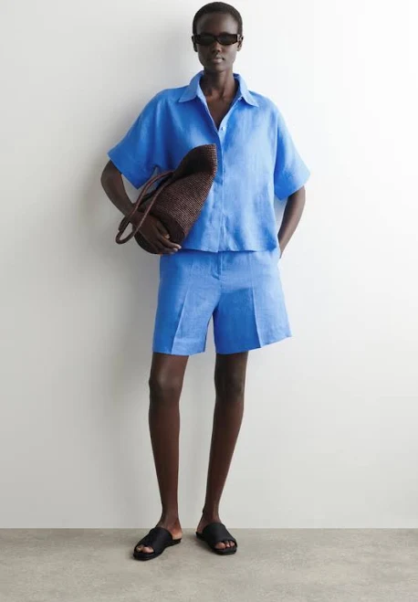 matching set Cos Women's Tailored Elasticated Linen Shorts COS US $89