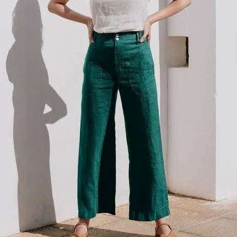 pants Cropped High Waist Linen Pants with Patch Pockets Etsy - Seller $119