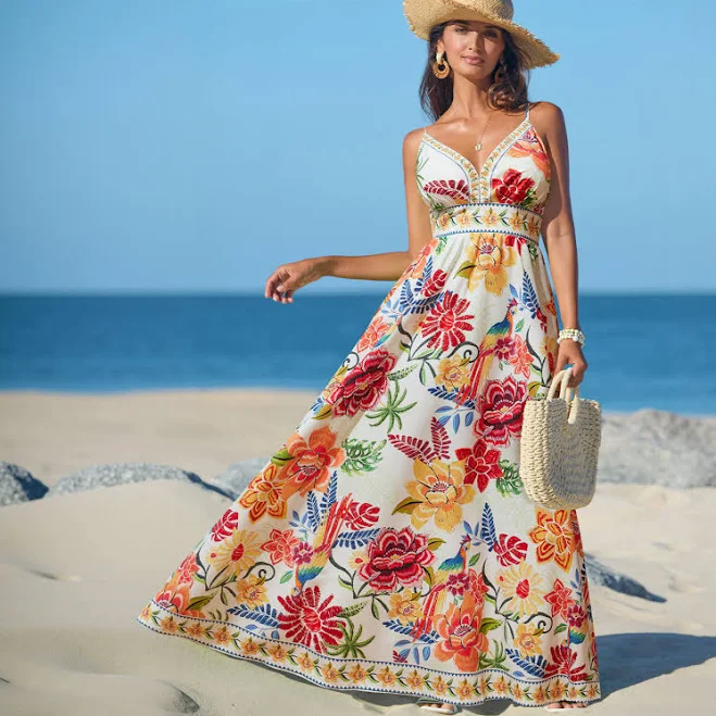dress Cupshe Women's Vibrant Oasis Tropical Maxi Dress Cupshe.com $36