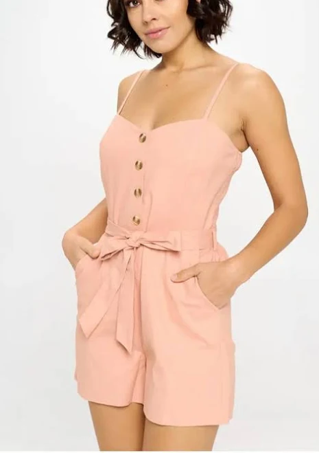 romper Cute As A Button Linen Blend Romper Stellaluna Raine $40