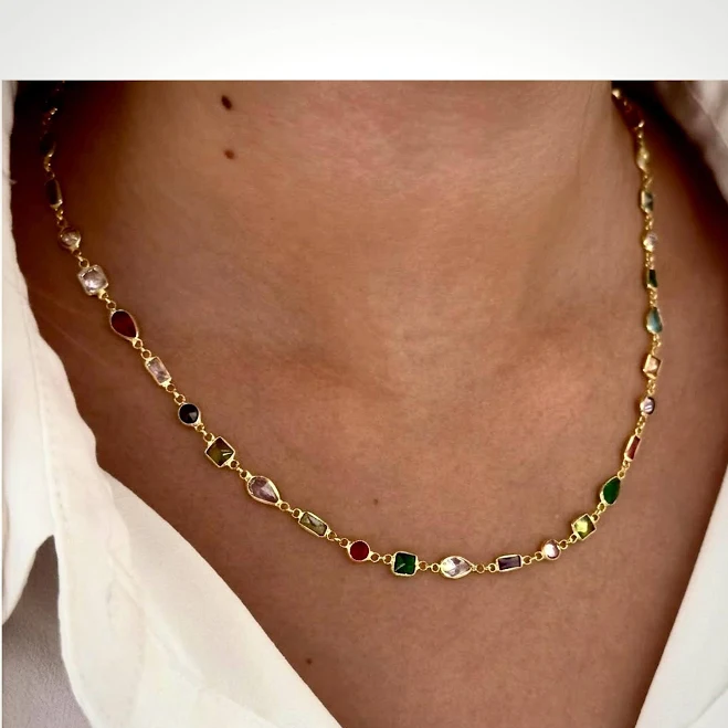 accessory Dainty Colorful Gemstone Necklace Etsy - SHINELIZ $88.18