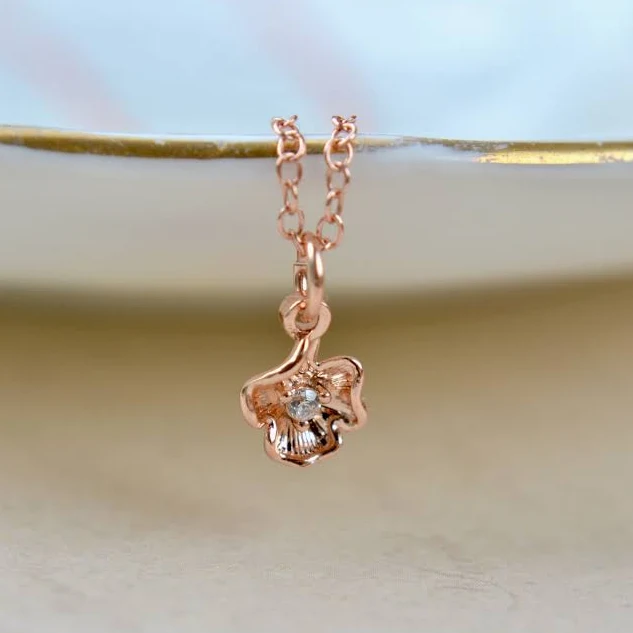 accessory Dainty Flower Pendant Rose Gold Necklace Etsy - Seller $35.61