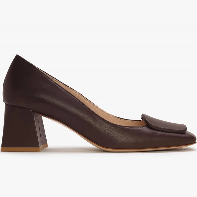 shoes Daniel Nessie Block Heel Leather Court Shoes Daniel Footwear $168.06