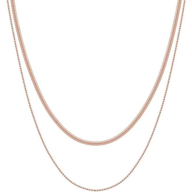 accessory Delicate Layered Rose Gold Snake Chain Necklace Hey Happiness $41.09