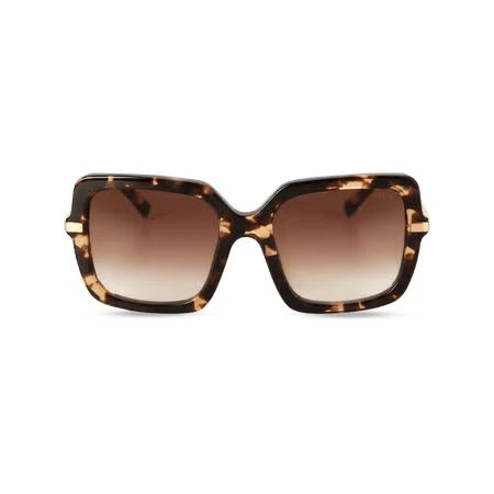 accessory DIMA EYEWEAR Dima Deena Oversized Square Sunglasses, Tortoise Bio Acetate Frame with Gold Metal Temples & Brown Gradient Lenses, Women's, Size: One Walmart - Dima Eyewear $68