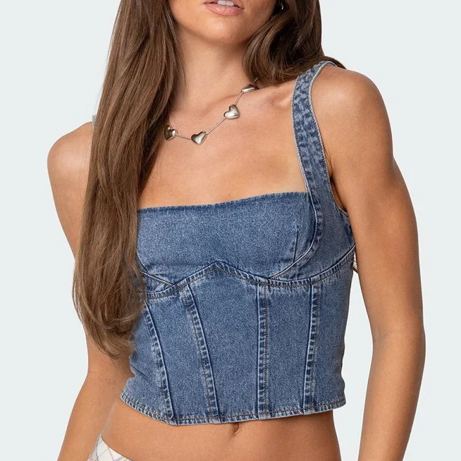 top Edikted Women's Pollie Denim Bustier Crop Top edikted $38