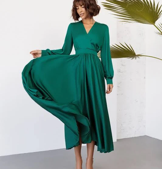 dress ELAGIA Women's Puff Sleeve Belted Wrap Dress Elagia $134