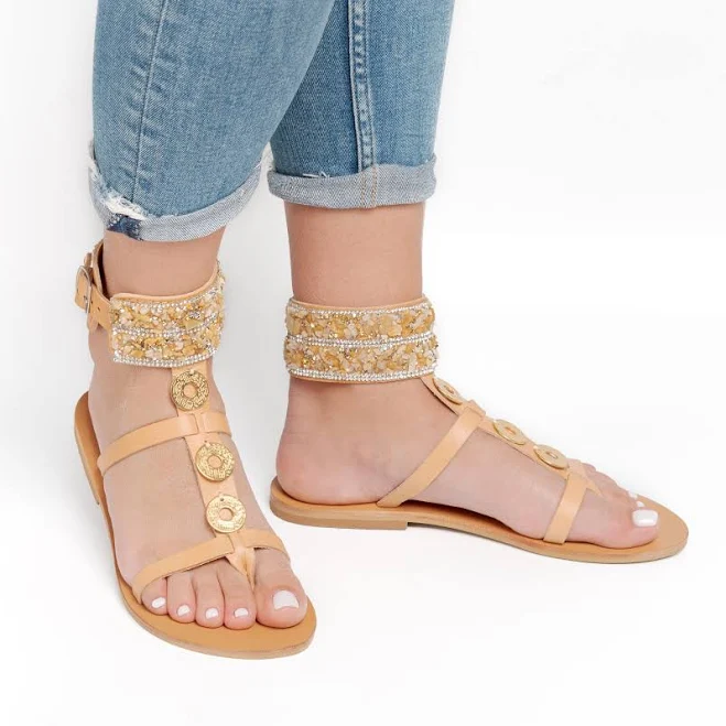 shoes Embellished Leather Sandals Etsy - PhilioShop $61.13