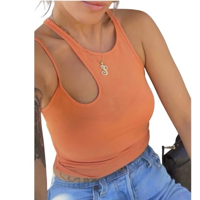 top et Clet Asymmetrical High Neck Sleeveless Tank Top eBay - rosemaryjoy $19