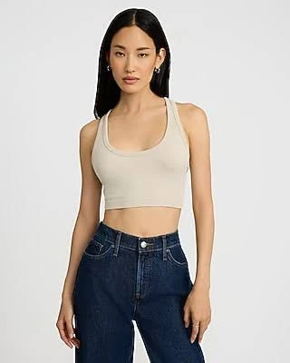 top Express Women's Bodycon Seamless Ribbed Racerback Crop Top Express $13.2
