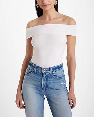 top Express Women's Fitted Off The Shoulder Ribbed Top Express $8.4