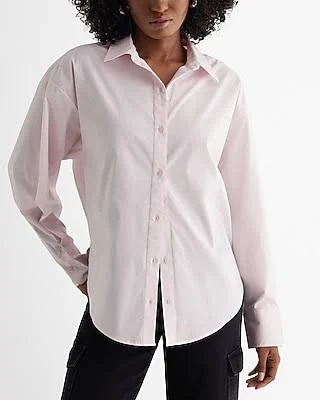 top Express Women's Stretch Cotton Poplin Oversized Shirt Express $50