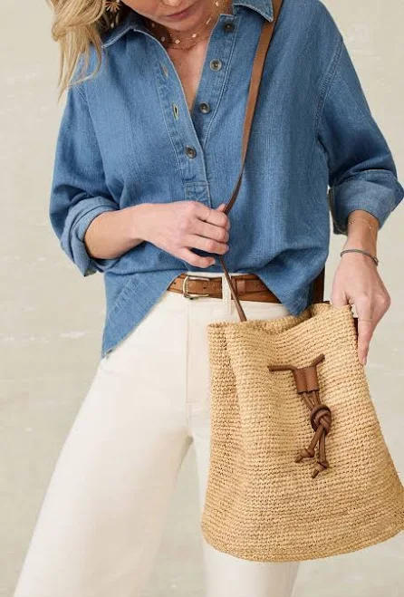 bag Faherty Women's Raffia Drawstring Bucket Bag Faherty Second Wave $89