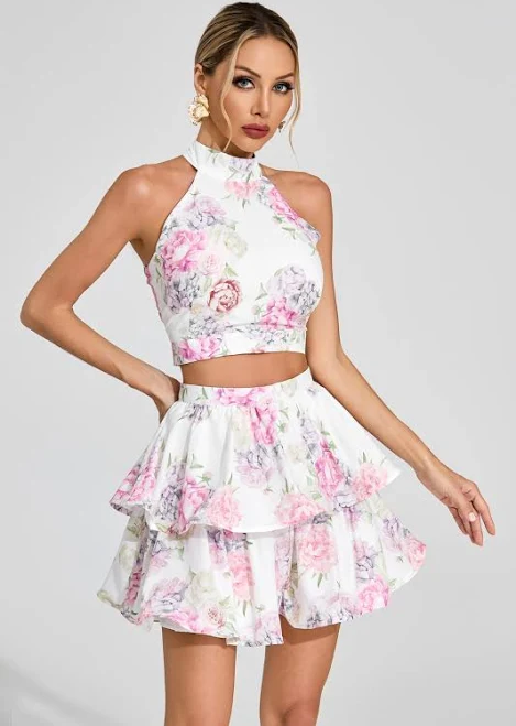 matching set Faithe Floral Halter Set catchallstore.com $41.45