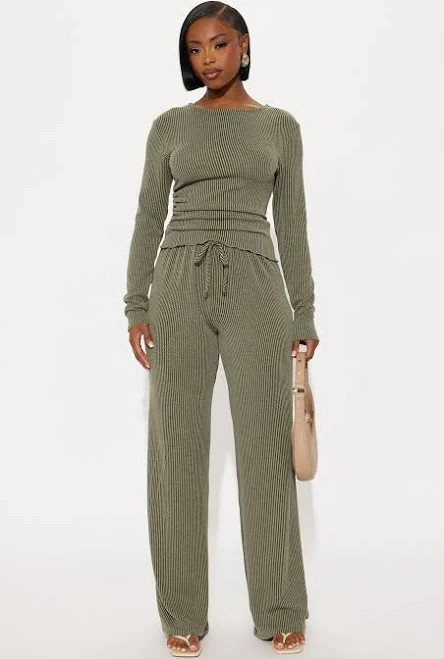 two piece set Fashion Nova Baby Tee Wide Leg Knit Pant Set Fashion Nova $39.99