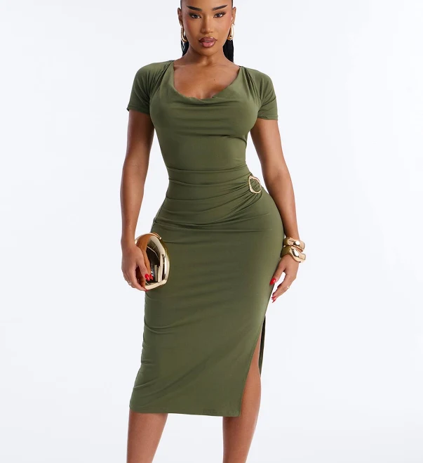dress Fashion Nova Venezia Cowl Neck Short Sleeve Midi Dress Fashion Nova $19.99