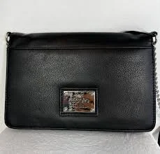 bag Faux leather crossbody bag, Nicole Miller, black with chain strap and metal eBay $28