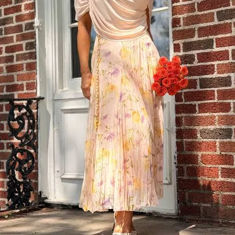 skirt Felicity floral pleated midi skirt Extra Small (00/0) / Blush Pink LBD by Design $226