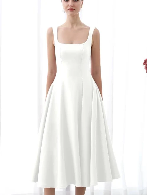 dress Fit and Flare Square Neck Midi Dress Chicwish $79.9