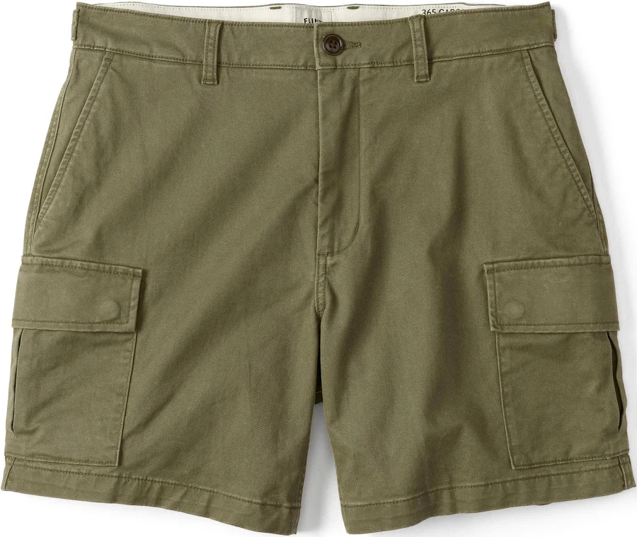 basics Flint and Tinder Men's 365 Cargo Short - 7" in Military Olive, Size 31, Breathable, Cotton Huckberry $34