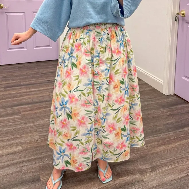 skirt Floral Print Midi Skirt Purple Door Boutique $54.99