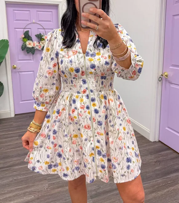 dress Floral Smocked Short Dress Purple Door Boutique $59.99