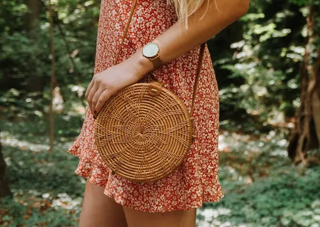 bag Flores Design Vegan Handwoven Round Rattan Crossbody Bag Etsy - NomadNextdoor $74