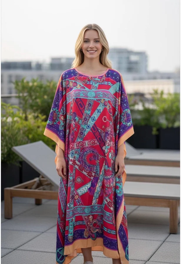 dress Flowy Faux Silk Crepe Kaftan Maxi Dress Etsy - Seller $36
