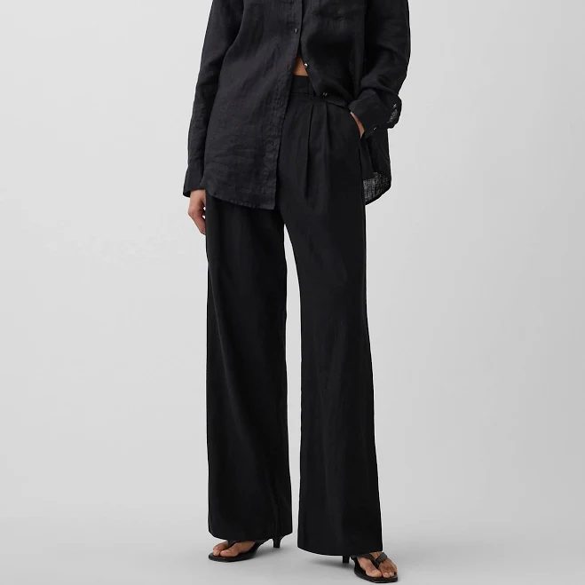 pants Gap Women's 365 High Rise Linen-Blend Trousers Gap $44