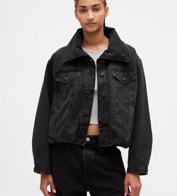 outerwear Gap Women's Oversized Denim Cocoon Jacket Gap $51
