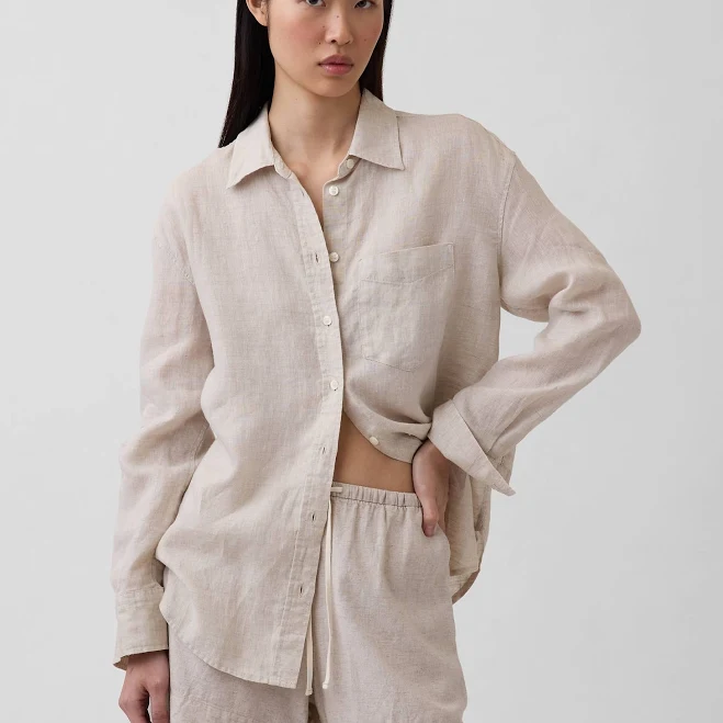 outerwear Gap Women's Oversized Linen Shirt Gap $79.95