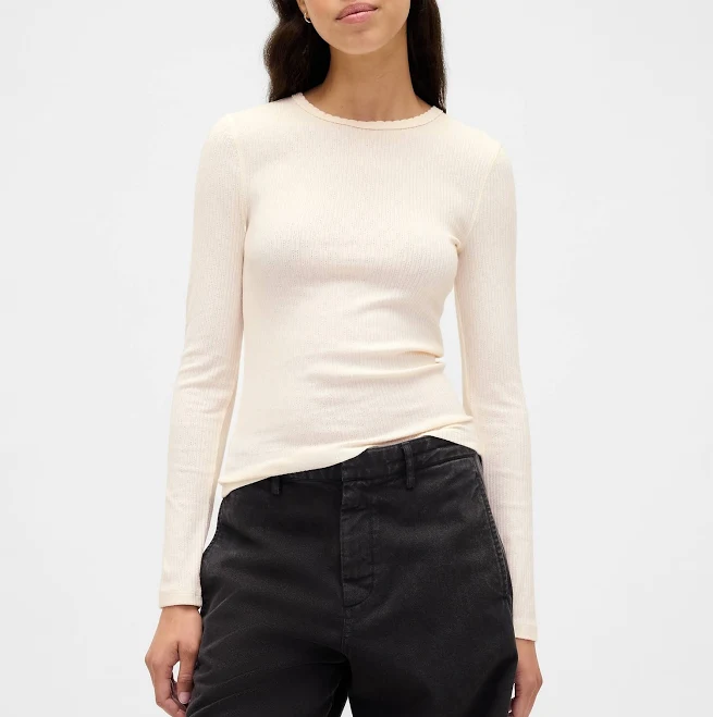 outerwear Gap Women's Pointelle Rib T-Shirt Gap $19