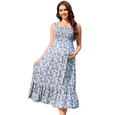dress Garvee Women's Square Neck Spaghetti Strap A-Line Maternity Maxi Dress Target $34.99