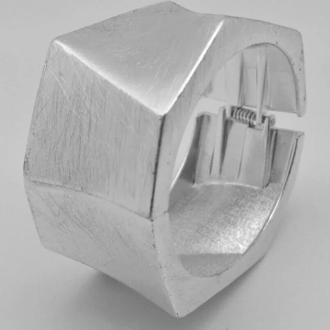 accessory Geometric Silver Cuff Bracelet Etsy - HandandMindCreations $27